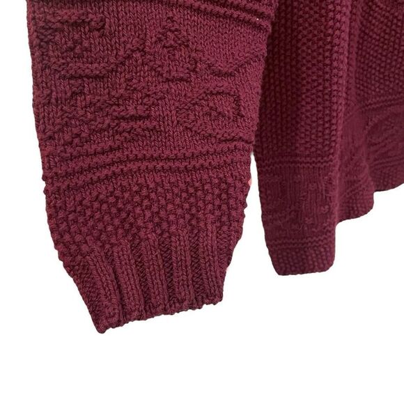 Vintage Hunt Club Petites Maroon Textured Knit Mock Neck Oversized Sweater Size - Picture 3 of 7